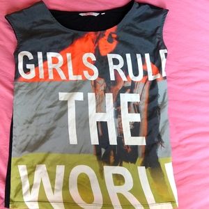 Mixed media girls rule top